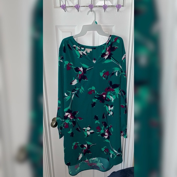 Merona Green Floral Print Dress - Picture 1 of 3